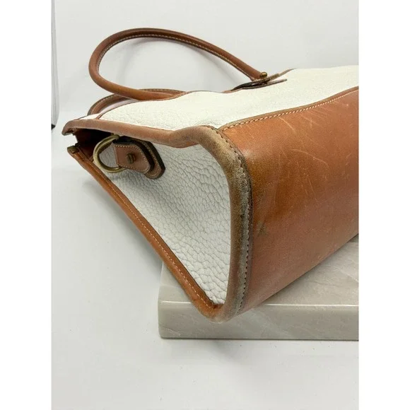 Vintage Dooney & Bourke White Brown Pebbled Satchel '80's '90s Classic USA